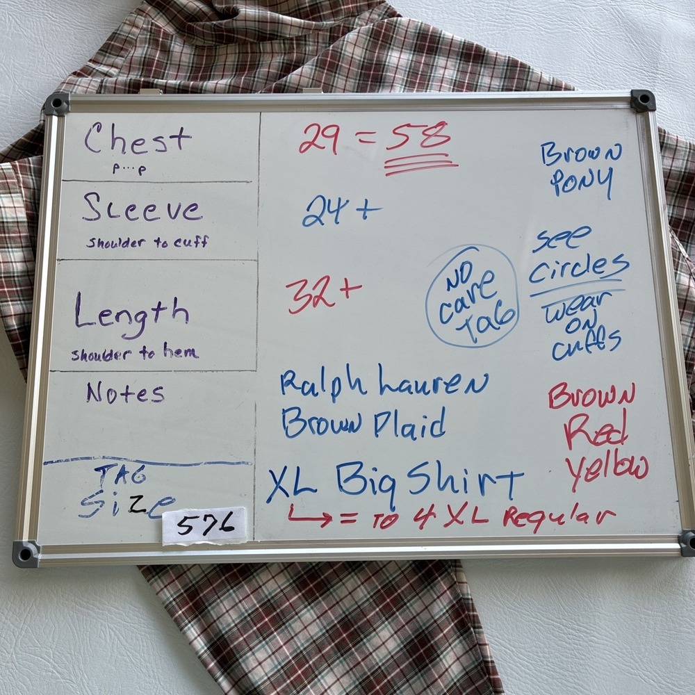 Men's 4XL Ralph Lauren Beige Label Big Shirt XL Plaid Pony 90s Distressed Read - Picture 2 of 16